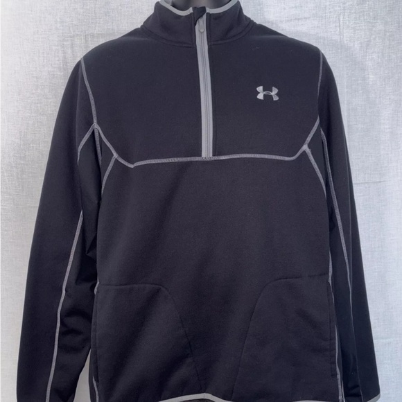 Under Armour Sweatshirt Men XL Black Gray Fleece Pull Over Sweater Quarter Zip - Picture 8 of 8